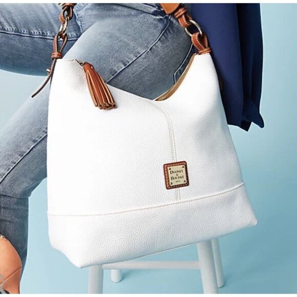 Dooney & Bourke Pebble Leather Sophie Hobo shoulder bag white color - Picture 1 of 10